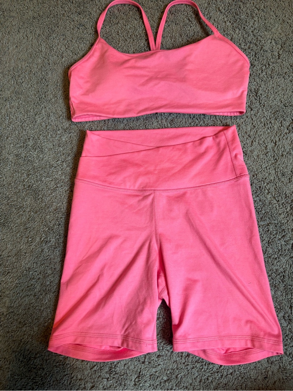 Old Navy Pink High-Rise Bike Shorts with Matching Sports Bra
